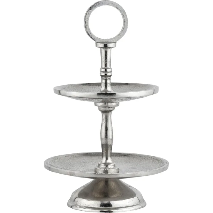 Marrakesch Orient & Mediterran Interior Etagere Etagere Annika 26cm Aluminium Silber 2 Etagen Handarbeit, Aluminium, (1-tlg), Handarbeit