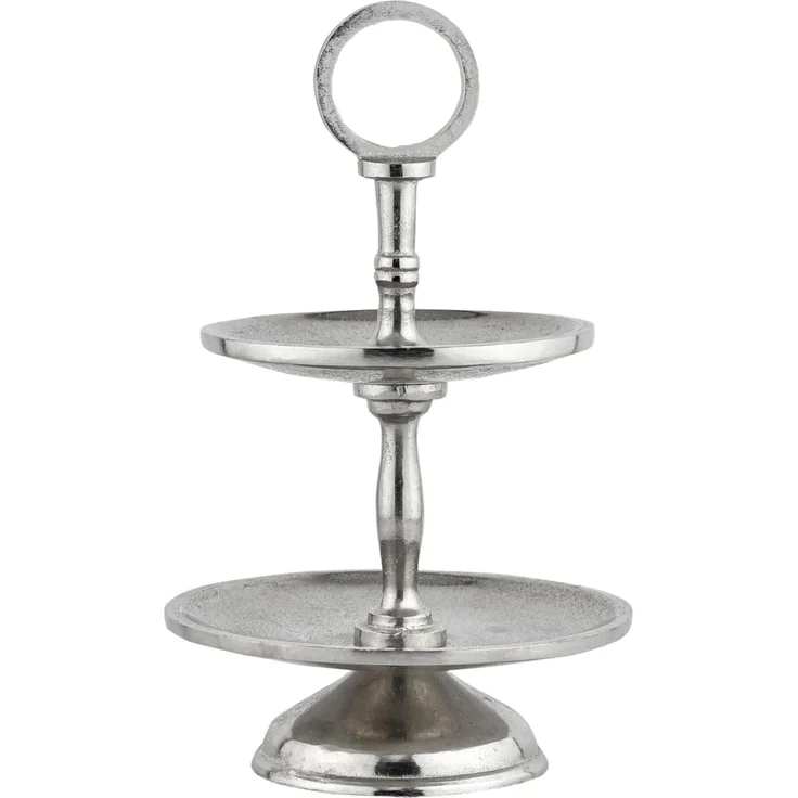 Marrakesch Orient & Mediterran Interior Etagere Etagere Annika 26cm Aluminium Silber 2 Etagen Handarbeit, Aluminium, (1-tlg), Handarbeit – Bild 1