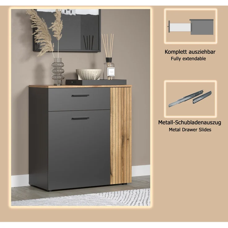 Kommode Esteban in grau und Eiche Evoke 80 cm – Bild 15
