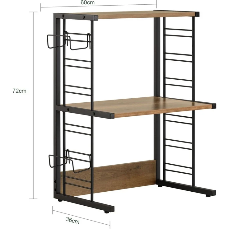 SoBuy KCR08-PF Mikrowellenregal, Spanplatte, Melamin, Braun, 60 x 72 x 36 cm – Bild 3