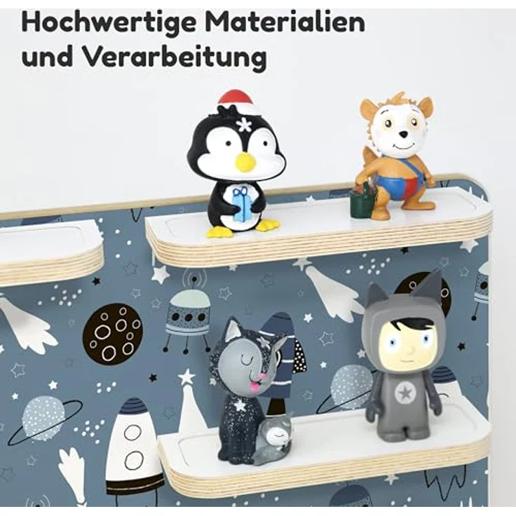 stadtecken Holzregal für Musikbox – Passend für Toniebox & ca. 40 Tonies | Perfekte Aufbewahrung fürs Kinderzimmer | Zum Aufhängen | Erweiterbar (Universum) – Bild 6