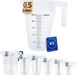 KONZEPT Messbecher Verschiedene Größen zur Wahl, (Litermaß, Kunststoff), Ideal für Küche, Garten, Werkstatt, Transparent