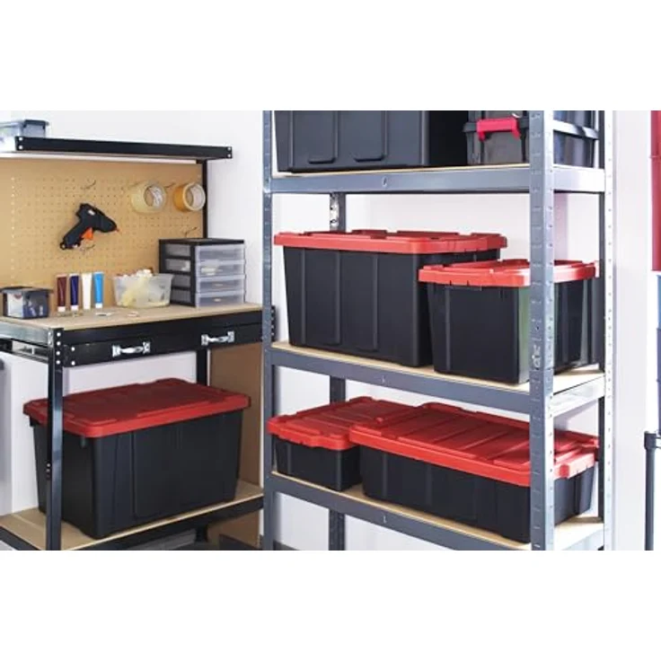 Iris Ohyama Heavy Duty Organisation Boxes, 50L, 3er-Set, Rot, Groß, Robust, Stapelbar, Aufbewahrungsbox, Für Garage, Regale, Umzug, Plastik, Utility, Werkzeugkiste, DDSKT-450 – Bild 7