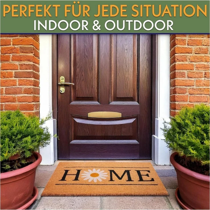 BRUBAKER Fußmatte 45 x 75 cm – Home mit Gänseblümchen - Schmutzfangmatte, Rechteckig, Höhe: 15 mm, Türmatte für Außen und Innen - Wetterfest und Rutschfest – Bild 3