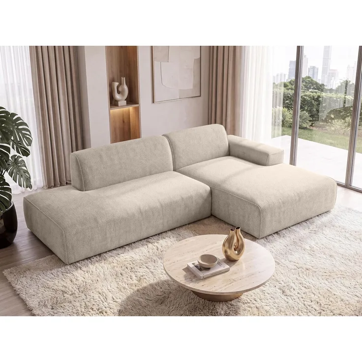 AX LIVING Ecksofa Modern Didim Duo 284 cm Beige Chenille Sofa R