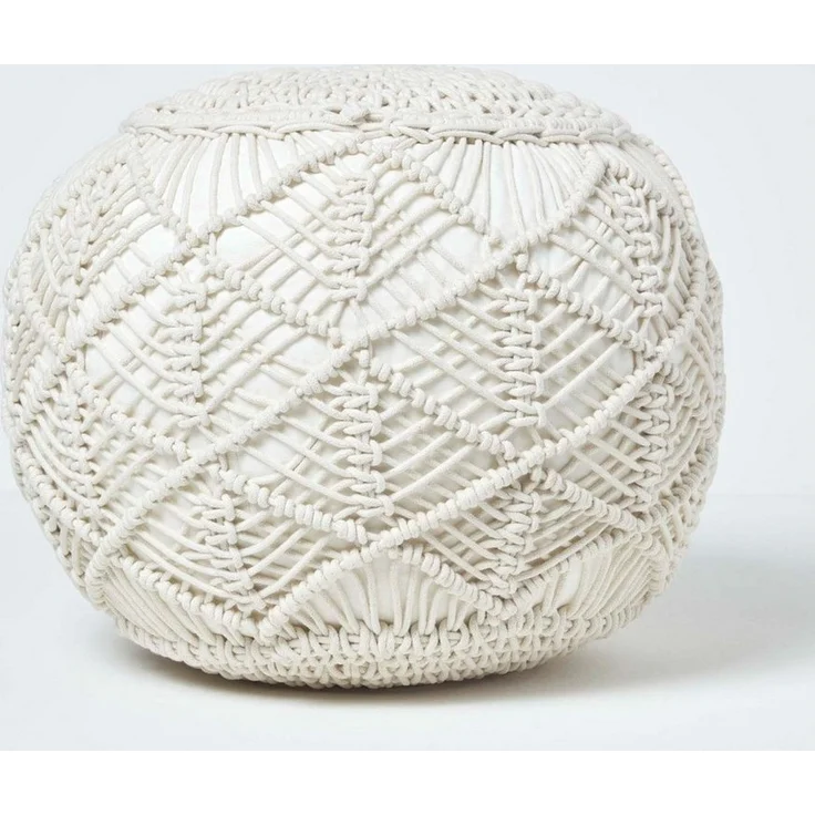 Homescapes Pouf Gehäkelter Pouf, natur, 35 x 40 cm – Bild 1