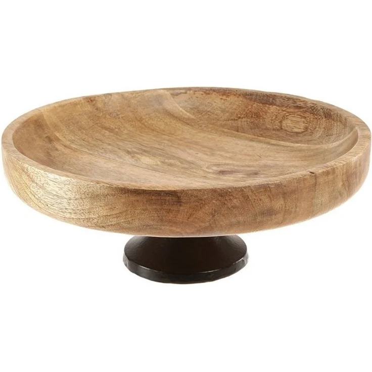 Viana Dekokorb Holz Dekoschale mit Fuß Ø25cm Natur Schwarz modern – Bild 4