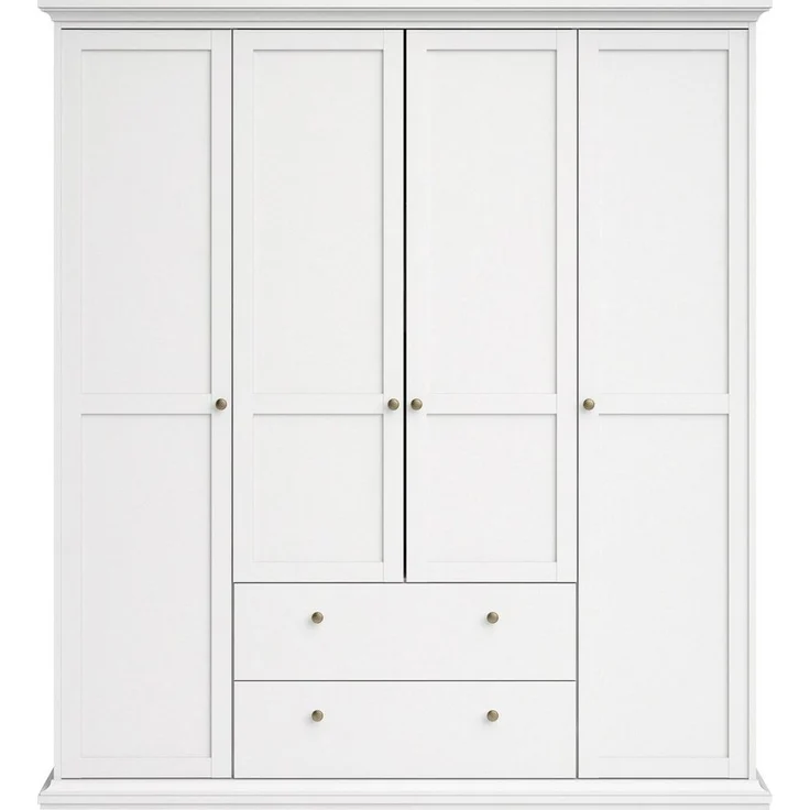 Home affaire Kleiderschrank Paris Drehtürenschrank, Aufbewahrung Kasten Schrank Stauraum mit 4 Türen, 11 Facher, Kleiderstange, 2 Schubladen, Breite 181 cm – Bild 2