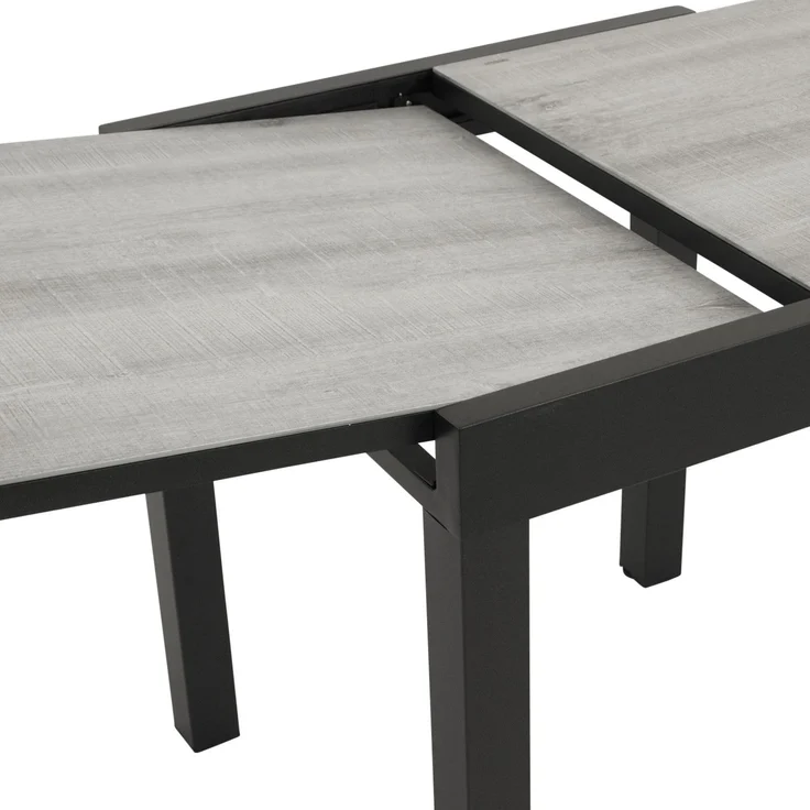 DEGAMO FARO Balkon-Ausziehtisch, Alu + Keramikoptik, anthrazit/hellgrau, 70/140x70cm – Bild 3
