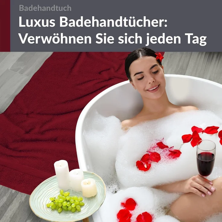 Lashuma Handtuch Linz, Frottee (1-St), Frottee Badetuch dunkelrot 100x150 cm – Bild 8