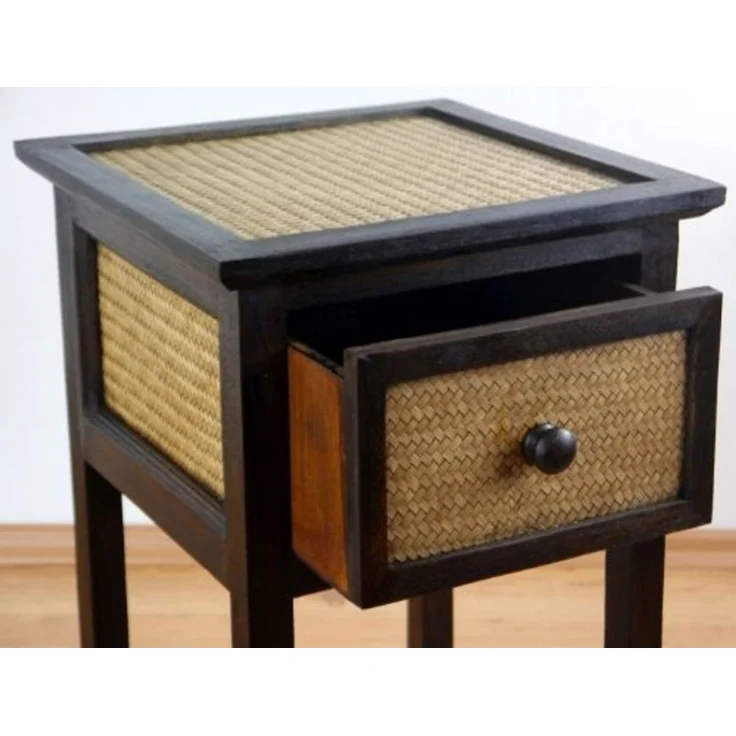 livasia Nachtschrank Rattan Nachttisch 35x35x55cm – Handgefertigt mit Schublade – Bild 4