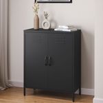 skølm 'Atria' Metallkommode, schwarz, 100x38x80 cm, Metallschrank mit 3 Fächern