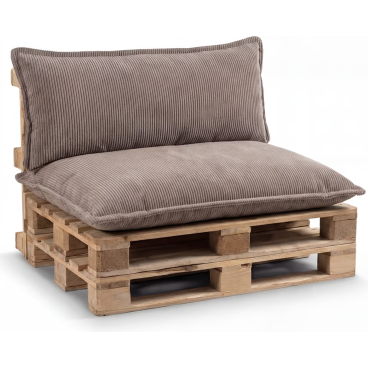 Gutekissen® Palettenkissen Glatte Kissen mit Paspel, Palettenauflagen Sitzkissen Rückenlehne Glatt PLL (Hellbraun, Sitzkissen 120x60)