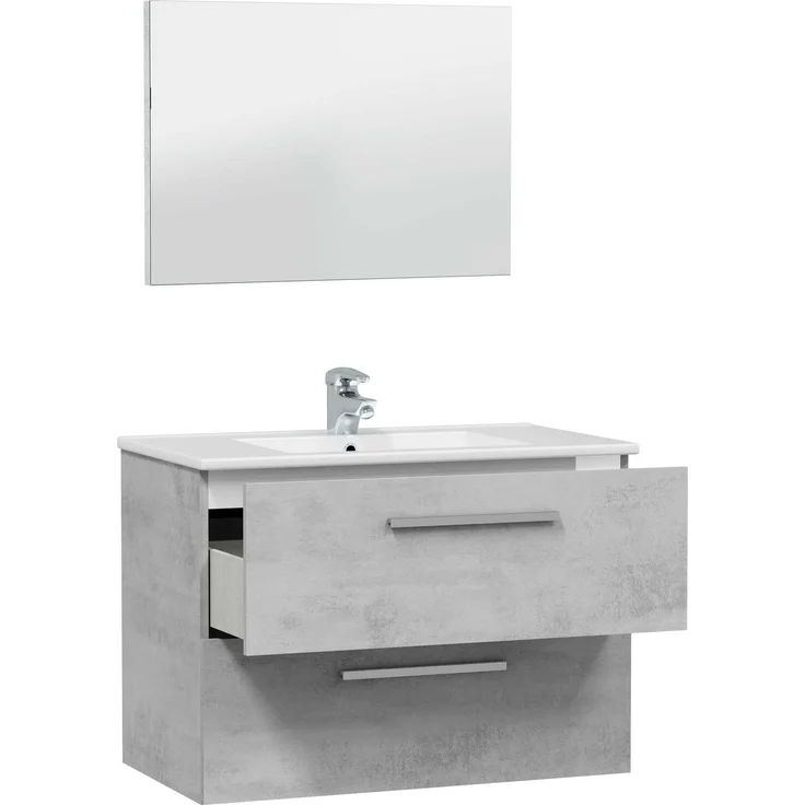 Badezimmer-Set >ARUBA< in Beton-Grau - 80x57x45 (BxHxT) – Bild 3