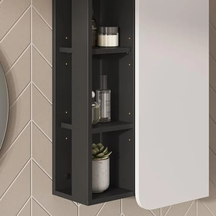 Badschrank Karen Anthrazit/Weiß 50 x 75 cm mit Tür und offenen Fächern Vicco – Bild 4