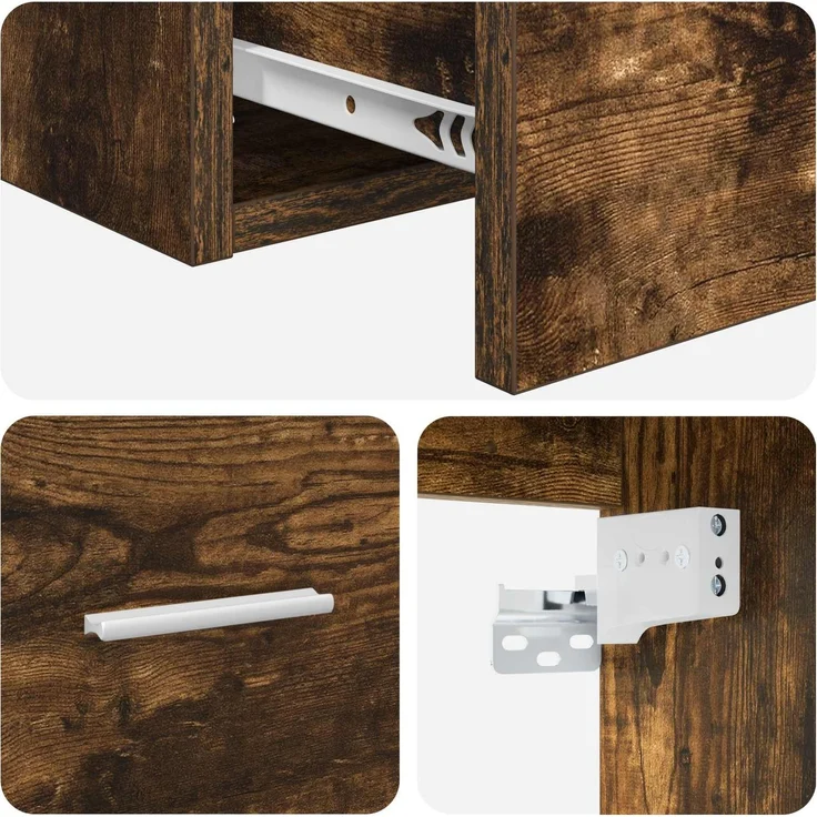 vidaXL Wandmontierter Waschbeckenunterschrank Geräucherte Eiche 3404386 – Bild 10