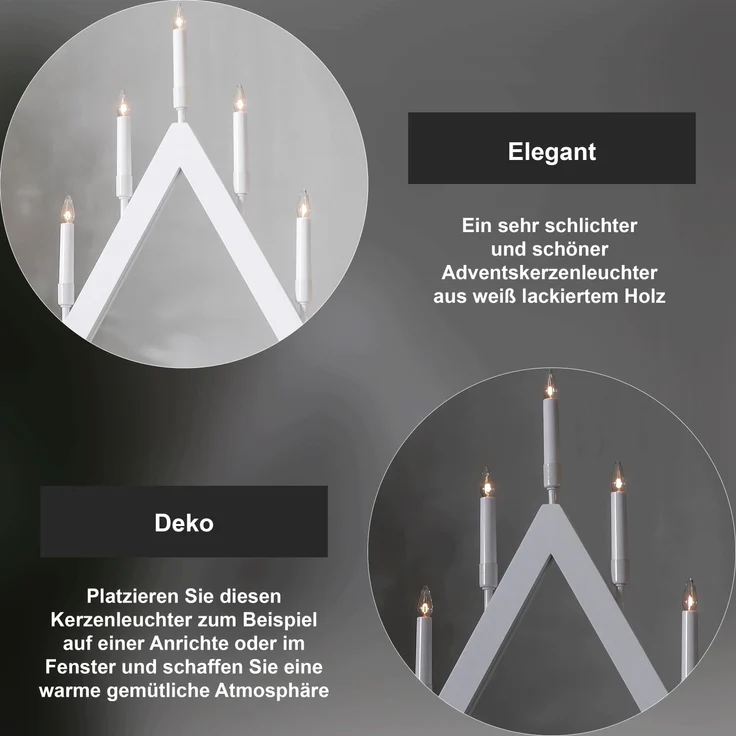 Lichterbogen ,Vind', 7-flammig, Holz, weiß – Bild 4