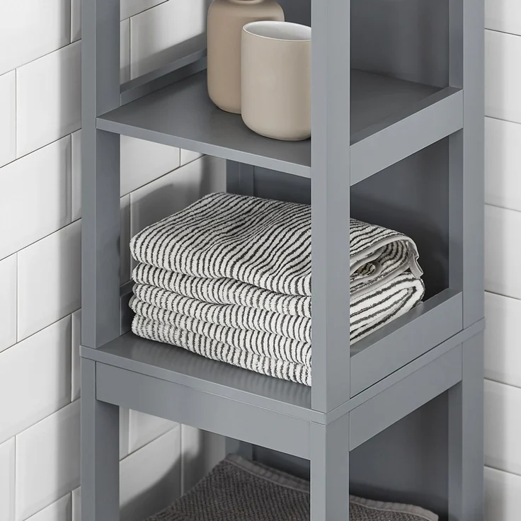 SoBuy FRG126-SG Badezimmer-Hochschrank, MDF, Lackiert, Grau, 30 x 144 x 30 cm – Bild 5