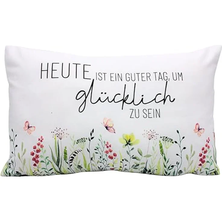 Dekohelden24 Dekokissen Zierkissen - Kuschel Kissen mit Wiese/Dekokissen, Baumwolle – Bild 2