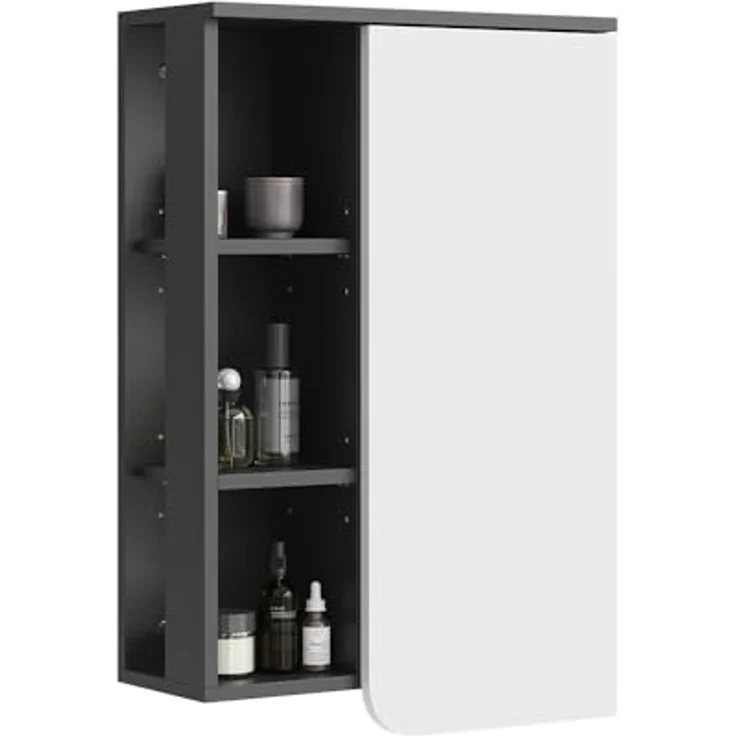 Badschrank Karen Anthrazit/Weiß 50 x 75 cm mit Tür und offenen Fächern Vicco – Bild 6