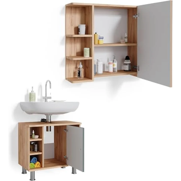 Badmöbel-Set Fynn Grün 2 Teile Vicco – Bild 8