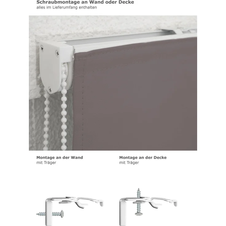 Lysel Outlet Raffrollo braungrau, abdunkelnd mit Kettenzug, Maße: (Bx H) 80cm * 180cm – Bild 3