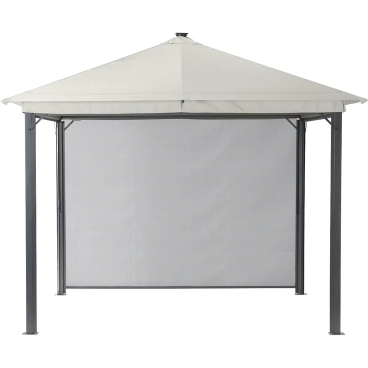 Leco Solar-Pavillon "Zoe" mit LED-Beleuchtung und Gittergewebe-Rollos, lichtgrau, 300 x 300 x 261 cm (L x B x H) – Bild 5