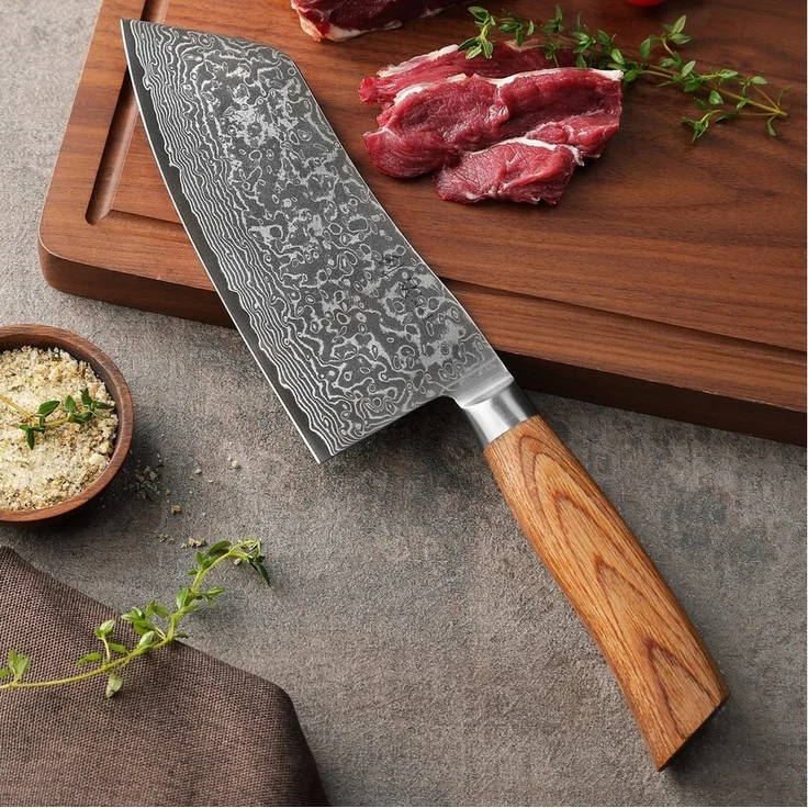Wakoli Asiamesser EDIB Pro Damast Chai Dao I Küchenmesser Kochmesser I 17cm Klinge, 67 Lagen Damaststahl, VG-10 Stahlkern – Bild 3
