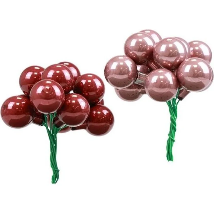 Viana Weihnachtsbaumkugel Mini Weihnachtskugeln am Draht Glas Deko-Set Bordeaux Rosa, 140 Stück – Bild 4