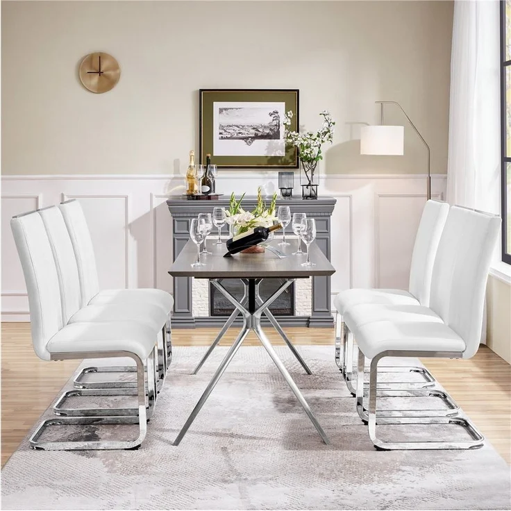 Yaheetech Esszimmerstuhl (4 St), 2/4/6er Küchenstühle-Set mit Metalluntergestell Polsterstuhl – Bild 2