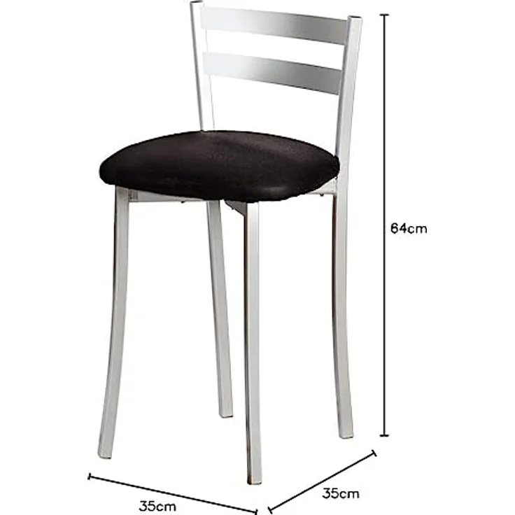 ASTIMESA Zwei Küchenhocker mit Rückenlehne Streifen Metall Kunstleder Schwarz, Sitzhöhe: 45 cm – Bild 6