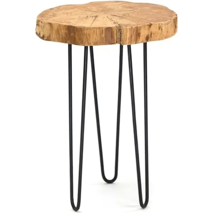 DESIGN DELIGHTS Beistelltisch BEISTELLTISCH "BAUMSCHEIBE", Holz, Metall, Ø 34 cm, Couchtisch – Bild 6