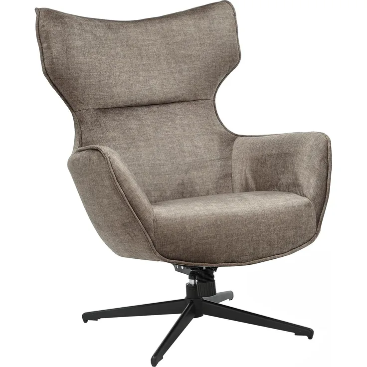 riess-ambiente Ohrensessel VOGUE taupe / schwarz - Samt, Metallbeine, mit Armlehnen, drehbar (Einzelartikel, 1-St), gepolsterter Lesesessel - ideal für Wohnzimmer, Homeoffice & Leseecke