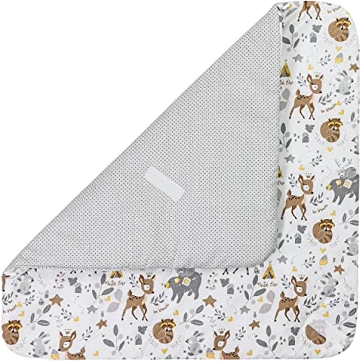 Medi Partners Steckkissen 100% Baumwolle 75x75cm Einschlagdecke Babyhörnchen doppelseitig weich ganzjährig multifunktional antiallergisch Babys (REH mit grauem Punkten) – Bild 3