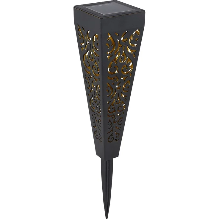Solarlampen 6er Set mit Erdspieß, Dekostanzungen Schwarz Gold, H. 33cm – Bild 10