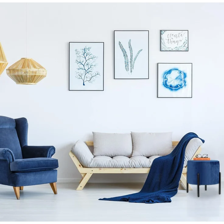 Relaxdays Blauer Samthocker – Bild 5