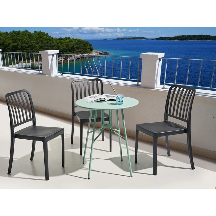 Beliani 'TALTAL' Outdoor Bistrotisch, Metall hellgrün, 64 x 64 x 76 cm – Bild 3