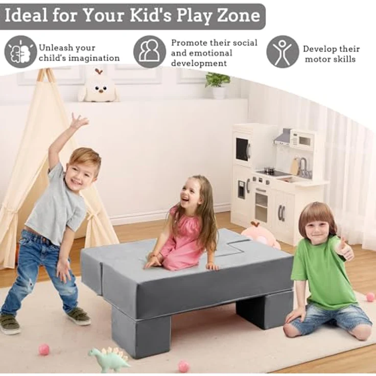 GarveeLife Kinderbett, Schlafsofa, ausziehbar mit 6 Modulen, Futon, faltbar, Möbel für Kinderzimmer, Schlafzimmer, Spielzimmer – Bild 7