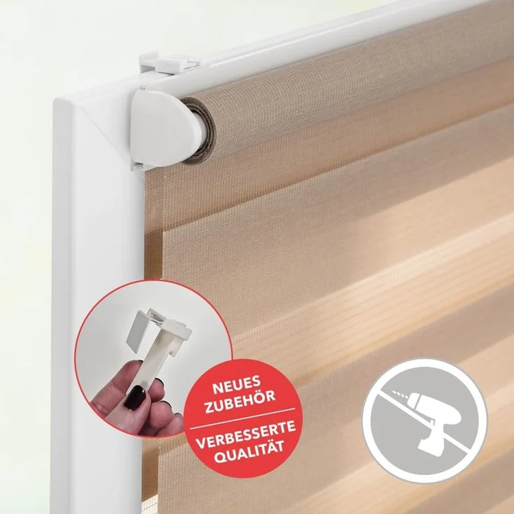 Lichtblick Sonnenschutzsysteme GmbH Doppelrollo Kopenhagen 60 cm x 220 cm (BxL) Taupe modernes Duo Rollo; Klemm- und schraubbar; Lichtdurchlässig und blickdicht – Bild 5