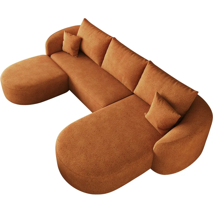 U-förmiges Ecksofa 266x168x85 cm in Orange mit weichem Chenille-Bezug, montagefrei – Bild 8