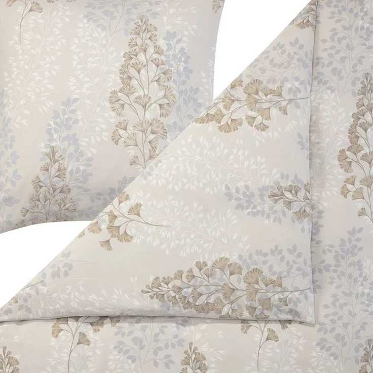 Estella Samt + Seide Flanell Bettwäsche 155x220 Merano natur Blätter 5475-230 – Bild 3