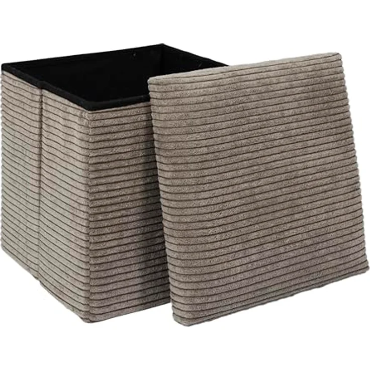 HOME DECO FACTORY, HD0274, Cotele Scott Taupe Faltbare Ottoman-Truhe, Weichheit, Möbel, Sitz, Faltbare Truhe und Bank, 38 x 38 x 38 cm, Sitzhöhe 38 cm, Taupe – Bild 1