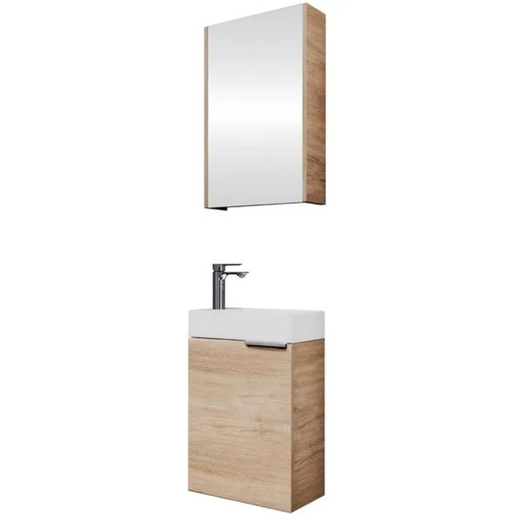 Planetmöbel Badmöbel-Set Badmöbel-Set 40cm mit Spiegelschrank (Sonoma Eiche), (Komplett-Set, 3-St), Badmöbel, Breite 40 cm, Soft-Close-Funktion – Bild 4