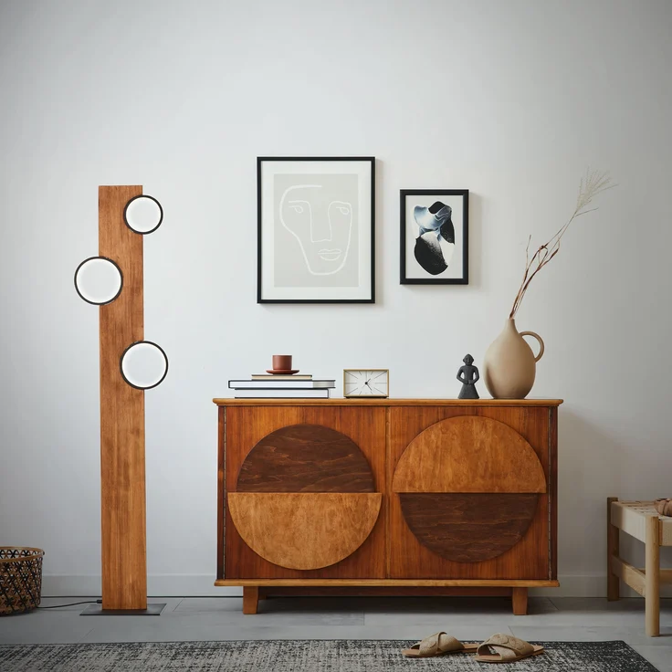 Brilliant Leuchten G99935-76 Stehleuchte Cheesy matt schwarz holz 3000K – Bild 8