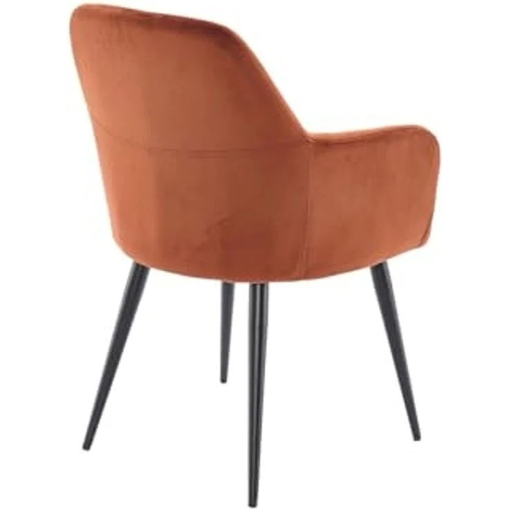 Vente-unique - Stuhl mit Armlehnen 6er-Set - Samt und schwarzes Metall - Terracotta - ELEANA – Bild 5
