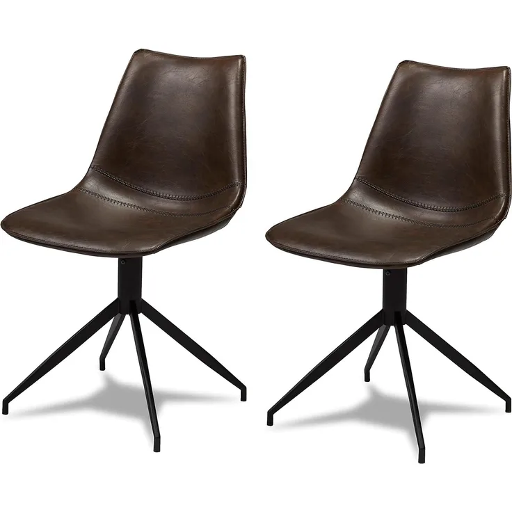 Isabel Esszimmerstühle 2er Set - Drehbar, Kunstleder Braun