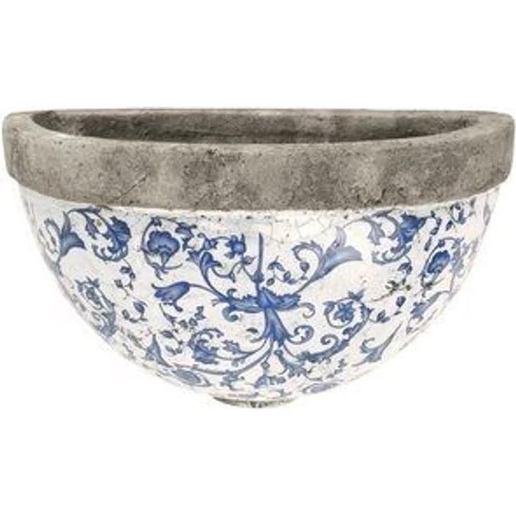 Aged Ceramic Wand Halbschale aus krakelierter Keramik in blau weiß – Bild 5