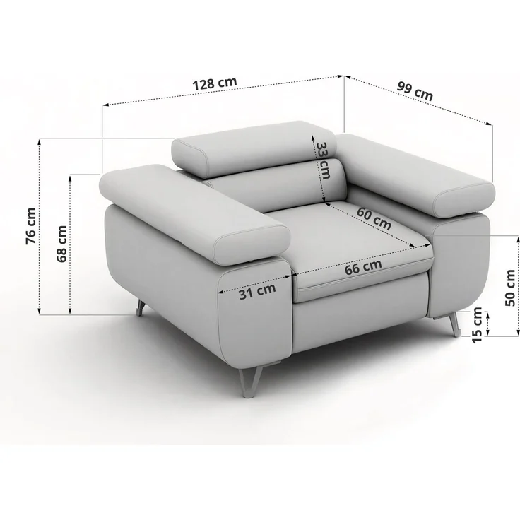 Einzelsessel, Polstersessel PETER mit verstellbaren Armlehnen und Kopfstütze, 1-Sitzer Sofa, Ohrensessel, Wellenfeder - Dunkelgrau Velvet – Bild 7