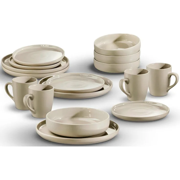 LeGer Home by Lena Gercke Kombiservice Geschirr-Set, Service Liliane (16-tlg), 4 Personen, Steinzeug, skandinavische, minimalistische Formensprache, 16 Teile