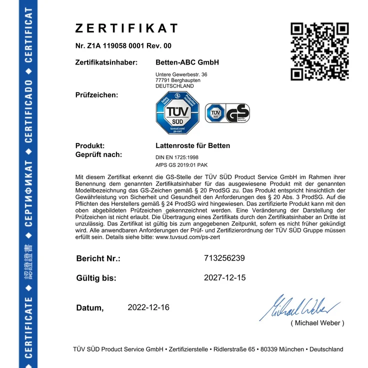 Max NV MZV – Lattenrost zur Selbstmontage mit 28 Leisten, durchgehender Holm, TÜV SÜD GS, Größe: 140x220 – Bild 8